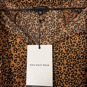 Who What Wear Leopard blouse with neck tie. NWT XXL